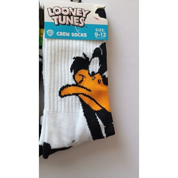 Lot of 2 NEW Pair Looney Tunes Daffy Duck Marvin Martian Socks Adult Size 9-13 - Picture 4 of 4